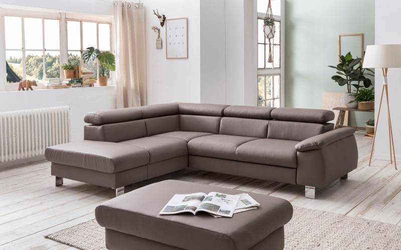 COTTA Polstergarnitur »Komaris«, (Set), Set: bestehend aus Ecksofa und Hocker, Kopfteilverstellung von COTTA