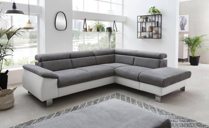 COTTA Polstergarnitur »Komaris«, (Set), Set: bestehend aus Ecksofa und Hocker, Kopfteilverstellung von COTTA