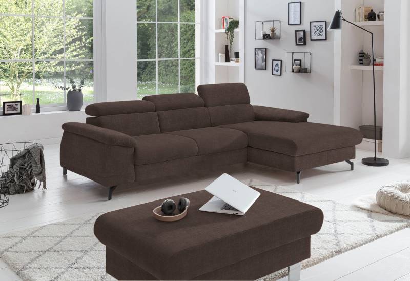 COTTA Polstergarnitur »Komaris L-Form«, (Set), Set bestehend aus: Ecksofa mit Kopfteilverstellung & Hocker von COTTA