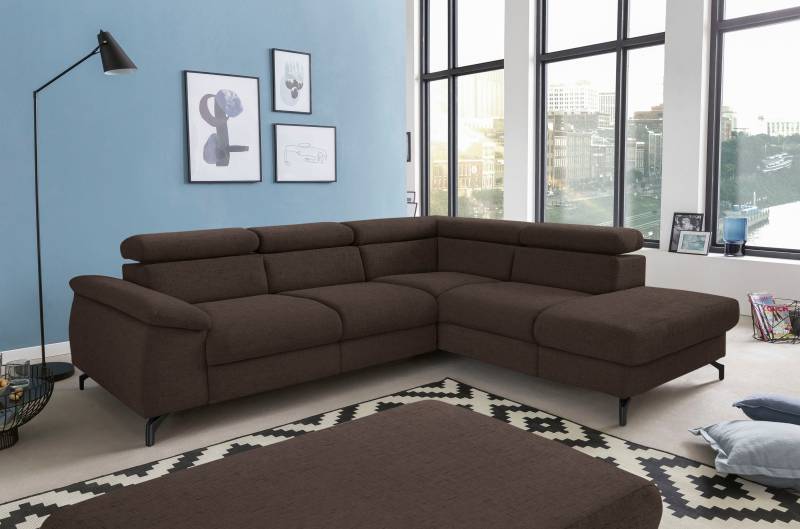 COTTA Polstergarnitur »Komaris L-Form«, (Set), Set bestehend aus: Ecksofa mit Kopfteilverstellung & Hocker von COTTA