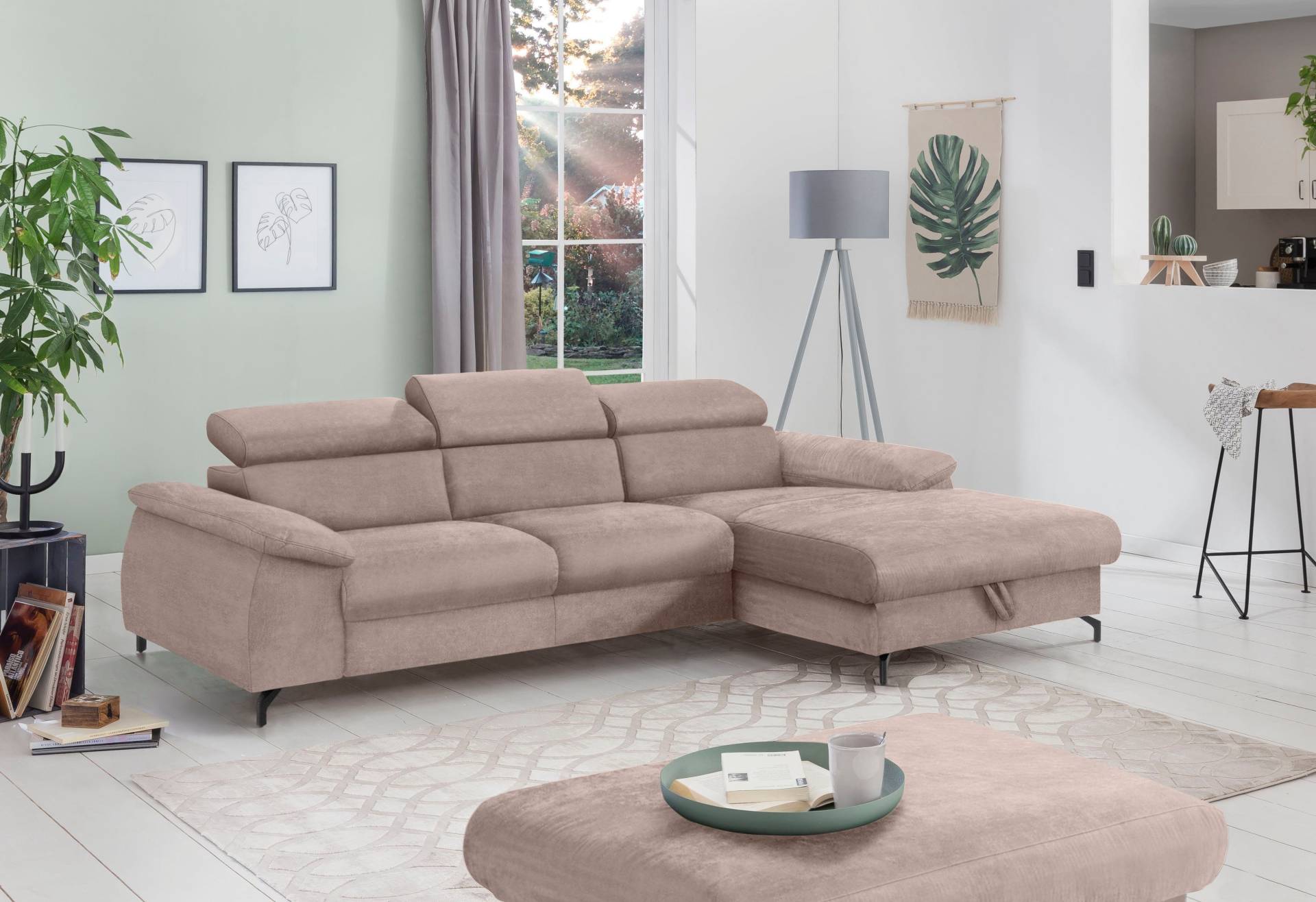 COTTA Polstergarnitur »Komaris«, (Set), Set: bestehend aus Ecksofa und Hocker, frei im Raum stellbar von COTTA