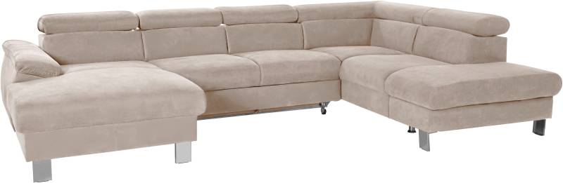 COTTA Polstergarnitur »Komaris U-Form«, (Set), Set bestehend aus: Wohnlandschaft mit Kopfteilverstellung & Hocker von COTTA