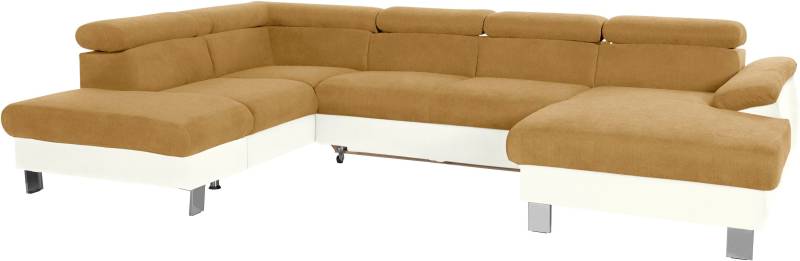 COTTA Polstergarnitur »Komaris U-Form«, (Set), Set bestehend aus: Wohnlandschaft mit Kopfteilverstellung & Hocker von COTTA