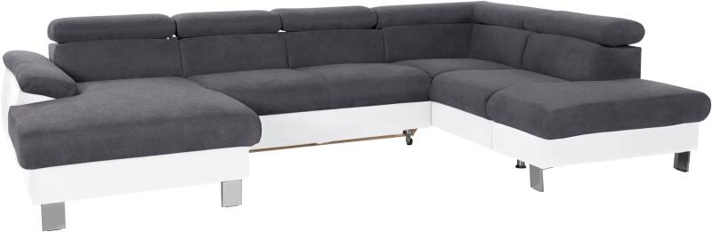 COTTA Polstergarnitur »Komaris U-Form«, (Set), Set bestehend aus: Wohnlandschaft mit Kopfteilverstellung & Hocker von COTTA