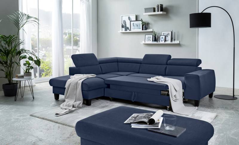 COTTA Polstergarnitur »Morven«, (Set), Set: bestehend aus Ecksofa und Hocker, Kopfteilverstellung von COTTA