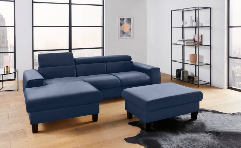 COTTA Polstergarnitur »Morven L-Form«, (Set), Set bestehend aus: Ecksofa mit Kopfteilverstellung & Hocker von COTTA