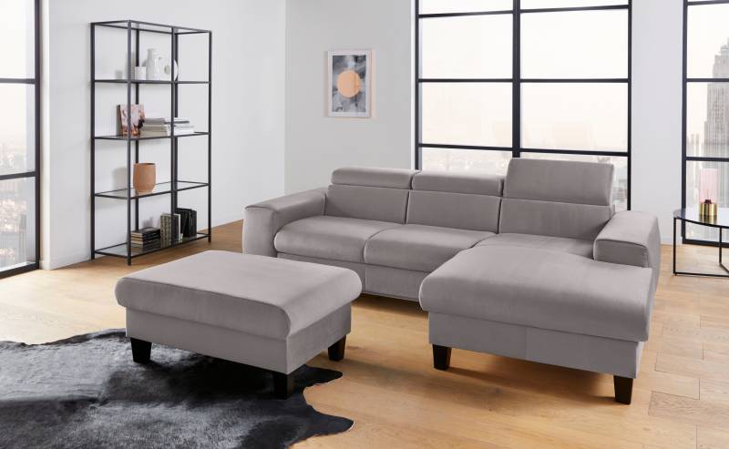 COTTA Polstergarnitur »Morven«, (Set), Set: bestehend aus Ecksofa und Hocker, Kopfteilverstellung von COTTA