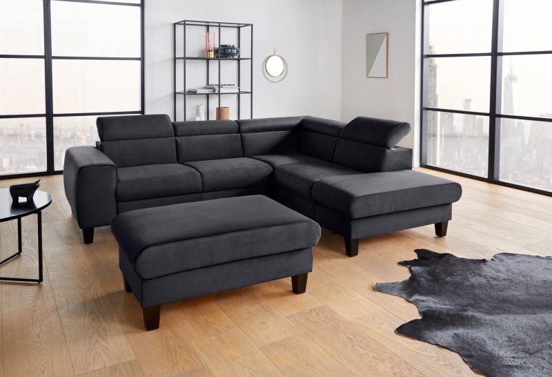 COTTA Polstergarnitur »Morven«, (Set), Set: bestehend aus Ecksofa und Hocker, Kopfteilverstellung von COTTA