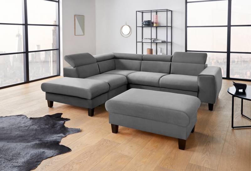 COTTA Polstergarnitur »Morven«, (Set), Set: bestehend aus Ecksofa und Hocker, Kopfteilverstellung von COTTA