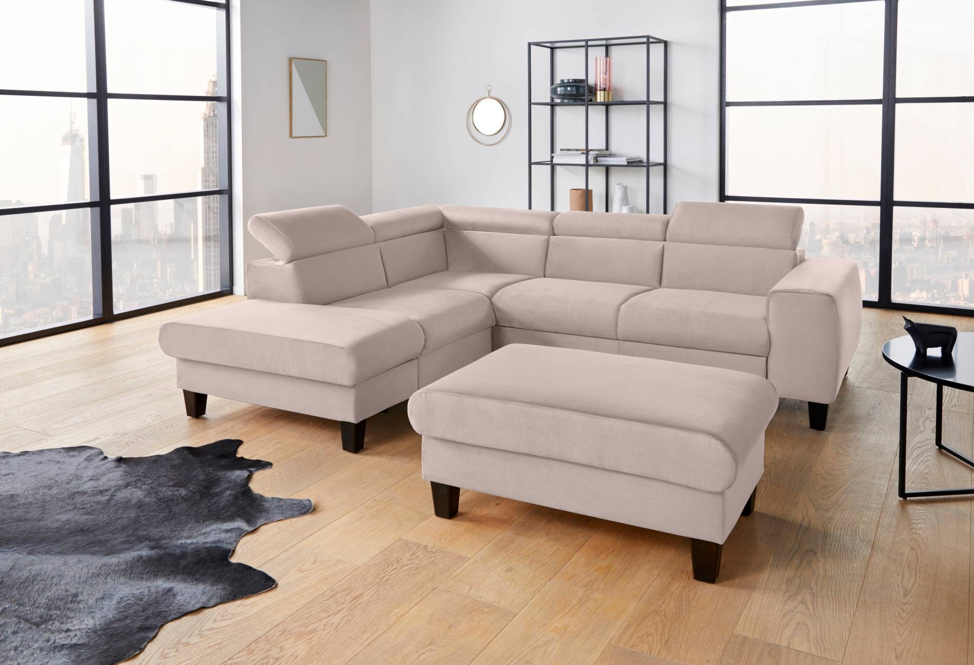 COTTA Polstergarnitur »Morven«, (Set), Set: bestehend aus Ecksofa und Hocker, Kopfteilverstellung von COTTA