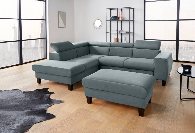 COTTA Polstergarnitur »Morven«, (Set), Set: bestehend aus Ecksofa und Hocker, Kopfteilverstellung von COTTA