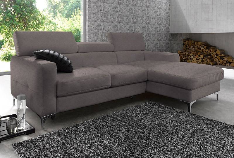 COTTA Polstergarnitur »Sammy L-Form«, (Set), Set bestehend aus: Ecksofa mit Kopfteilverstellung & Hocker von COTTA