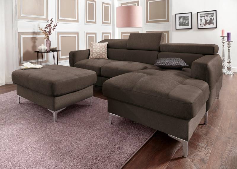 COTTA Polstergarnitur »Sammy«, (Set), Set: bestehend aus Ecksofa und Hocker, Kopfteilverstellung von COTTA