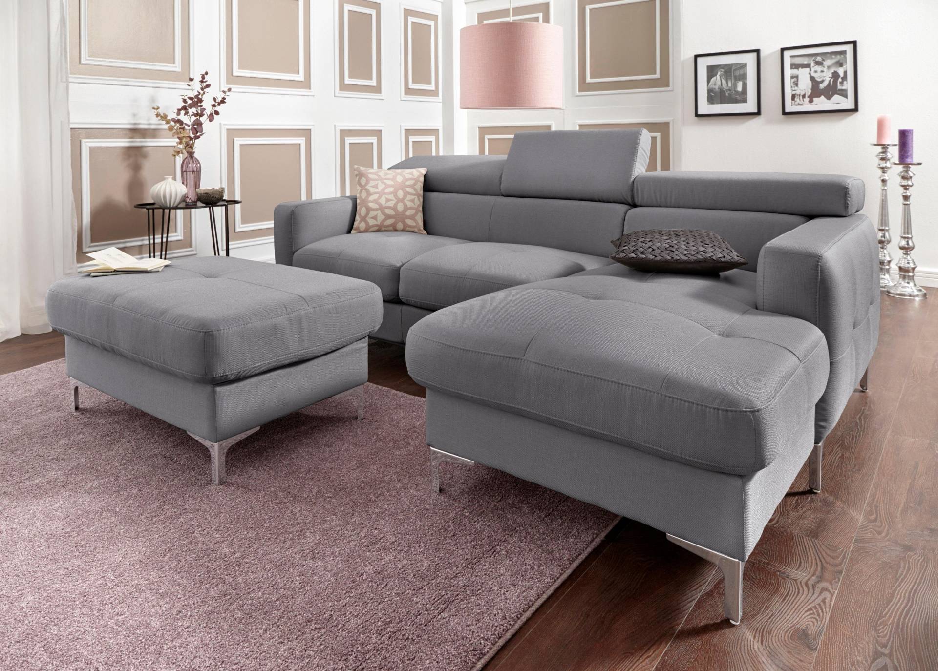 COTTA Polstergarnitur »Sammy«, (Set), Set: bestehend aus Ecksofa und Hocker, inklusive Kopfteilverstellung von COTTA