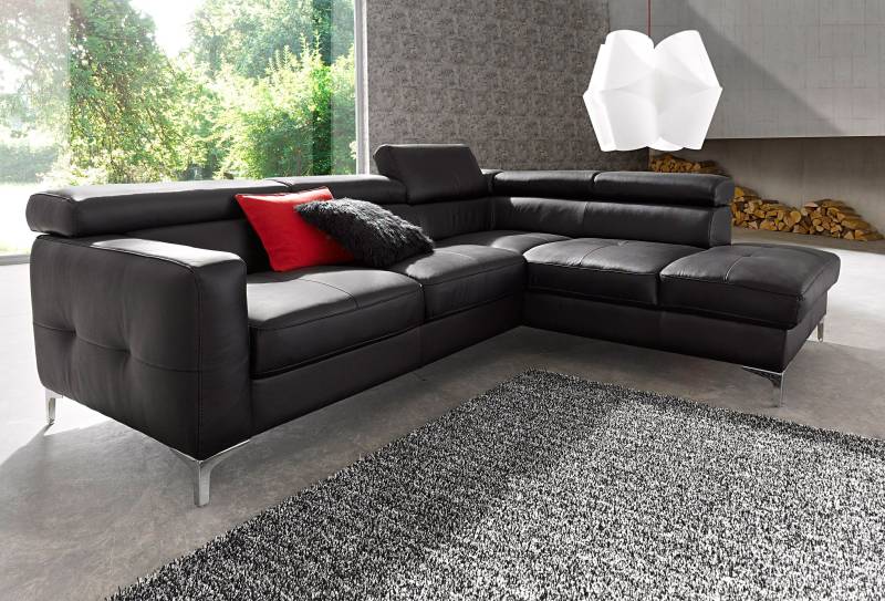 COTTA Polstergarnitur »Sammy L-Form«, (Set), Set bestehend aus: Ecksofa mit Kopfteilverstellung & Hocker von COTTA