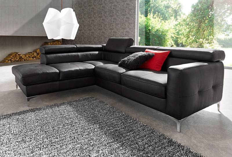 COTTA Polstergarnitur »Sammy L-Form«, (Set), Set bestehend aus: Ecksofa mit Kopfteilverstellung & Hocker von COTTA