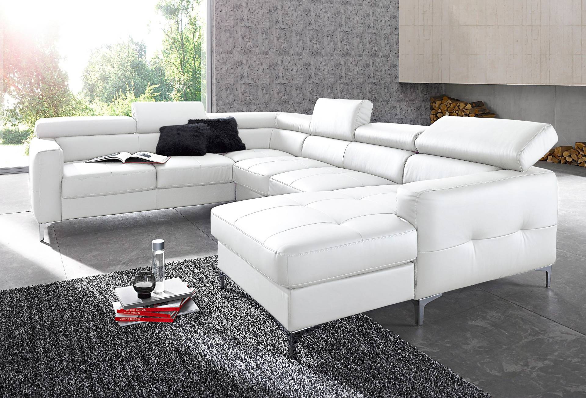 COTTA Polstergarnitur »Sammy«, (Set, Tiefe der Recamiere 169 cm), Set: bestehend aus Wohnlandschaft und Hocker, wahlweise Bettfunktion von COTTA