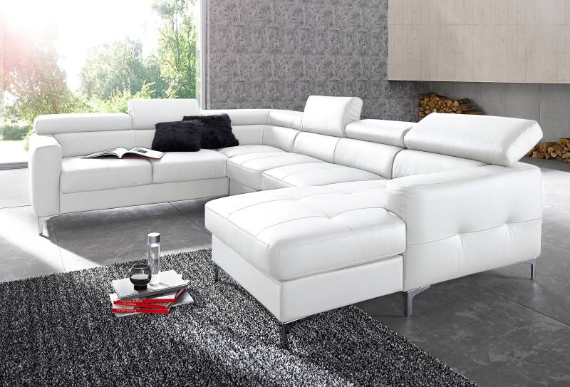 COTTA Polstergarnitur »Sammy«, (Set, Tiefe der Recamiere 169 cm), Set: bestehend aus Wohnlandschaft und Hocker, wahlweise Bettfunktion von COTTA