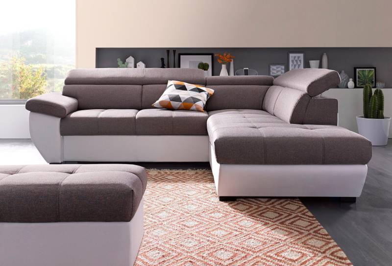 COTTA Polstergarnitur »Speedway L-Form«, (Set), Set bestehend aus: Ecksofa mit Kopfteilverstellung & Hocker von COTTA
