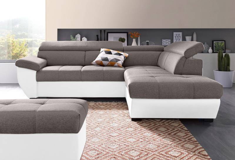 COTTA Polstergarnitur »Speedway L-Form«, (Set), Set bestehend aus: Ecksofa mit Kopfteilverstellung & Hocker von COTTA