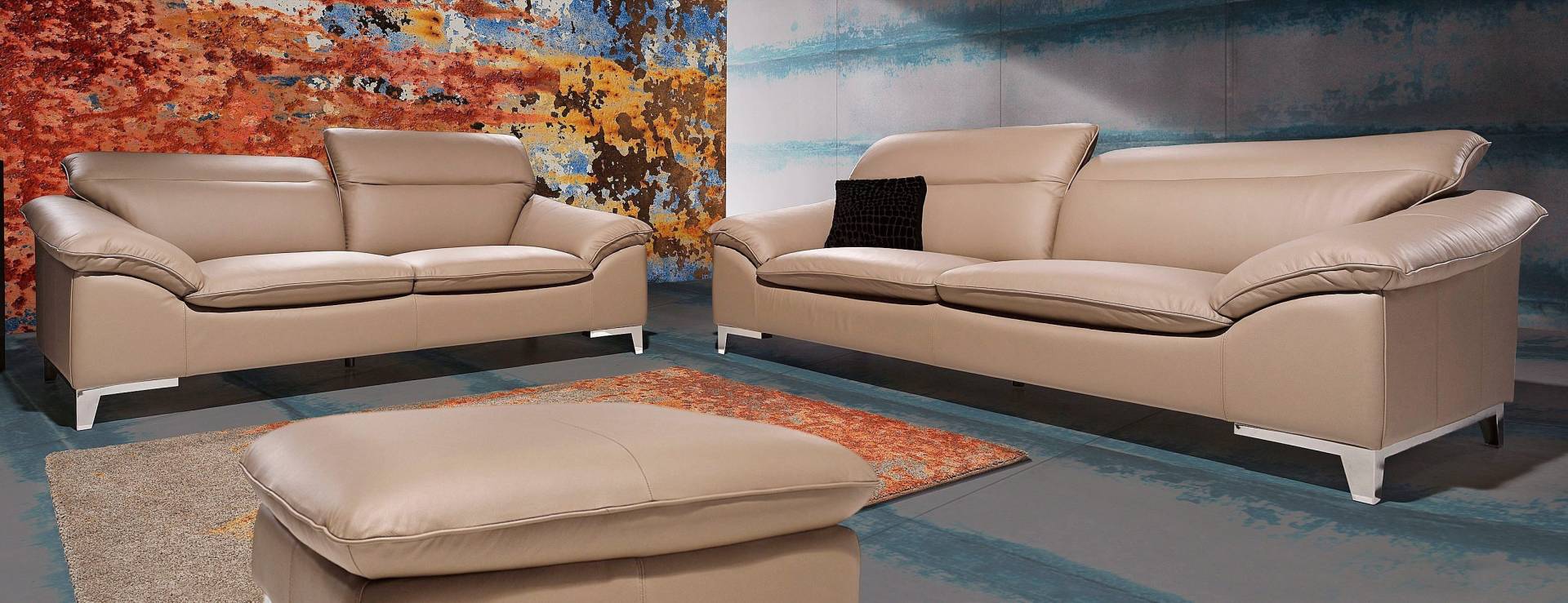 COTTA Polstergarnitur »Teresa«, (Set), Set: bestehend aus Ecksofa und Hocker, Ecksofa wahlweise Bettfunktion von COTTA