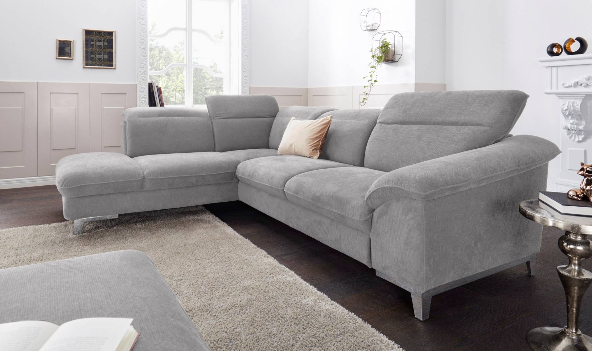 COTTA Polstergarnitur »Teresa«, (Set), Set: bestehend aus Ecksofa und Hocker, Ecksofa wahlweise Bettfunktion von COTTA