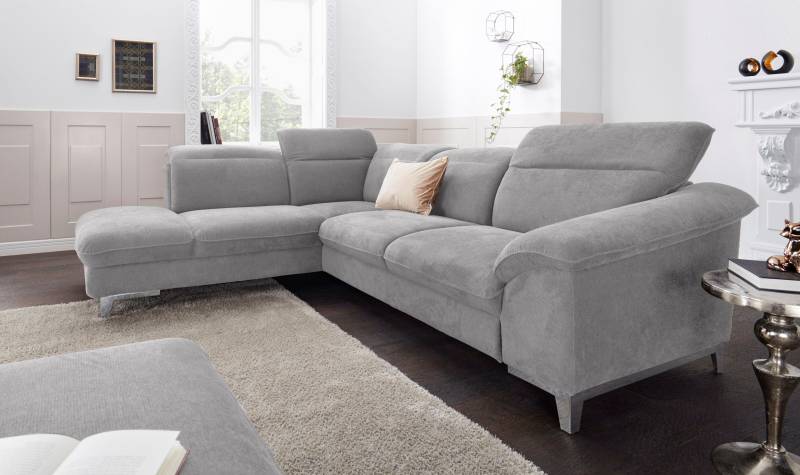 COTTA Polstergarnitur »Teresa L-Form«, (Set), Set bestehend aus: Ecksofa mit Kopfteilverstellung & Hocker von COTTA