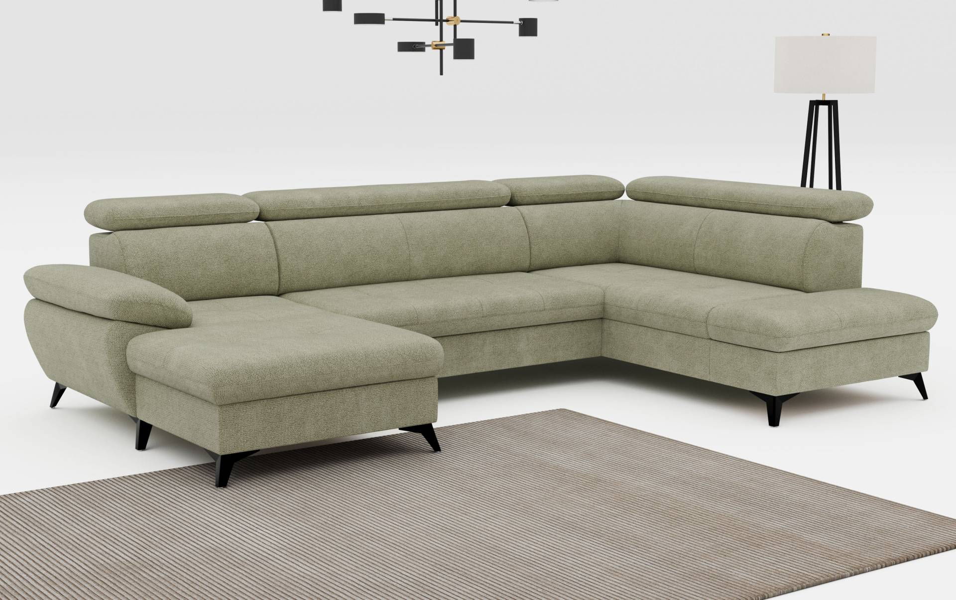 COTTA Wohnlandschaft »Hudson U-Form«, inkl. verstellbare Kopfstützen, wählbar mit Bettfunktion und Stauraum von COTTA