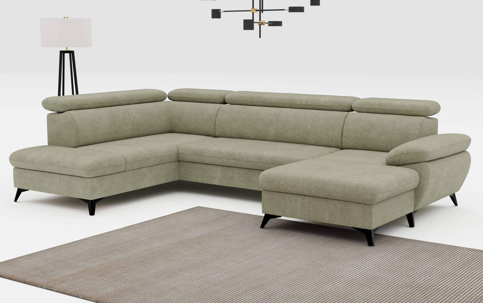 COTTA Wohnlandschaft »Hudson U-Form«, inkl. verstellbare Kopfstützen, wählbar mit Bettfunktion und Stauraum von COTTA