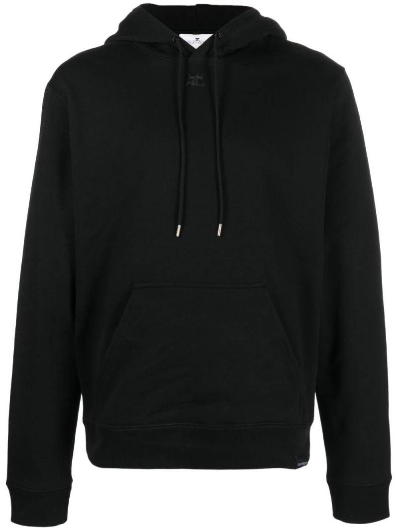 Courrèges logo drawstring hoodie - Black von Courrèges