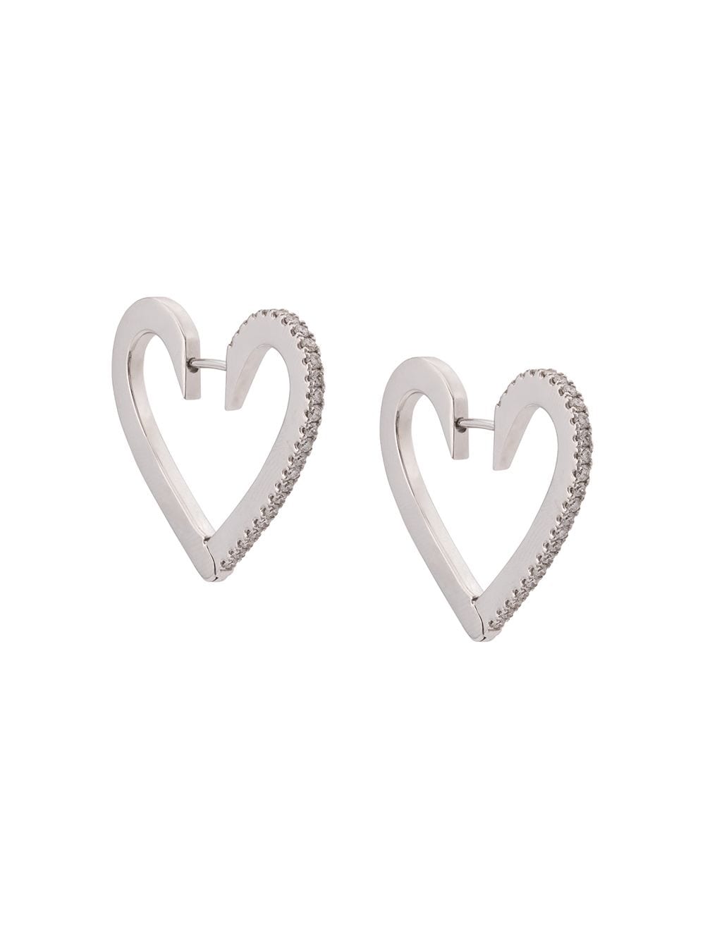 Cadar 18kt white gold Endless medium diamond heart hoop earrings - Silver von Cadar