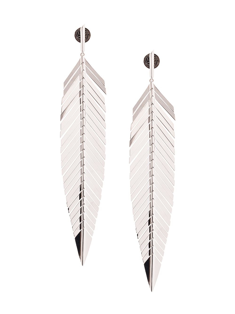 Cadar 18kt white gold large feather drop earrings - Silver von Cadar