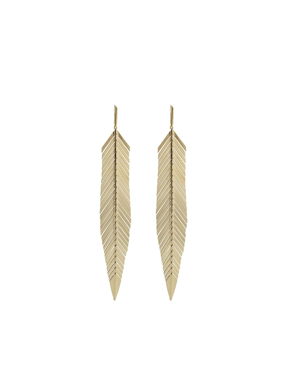 Cadar 18kt yellow gold large feather drop earrings von Cadar