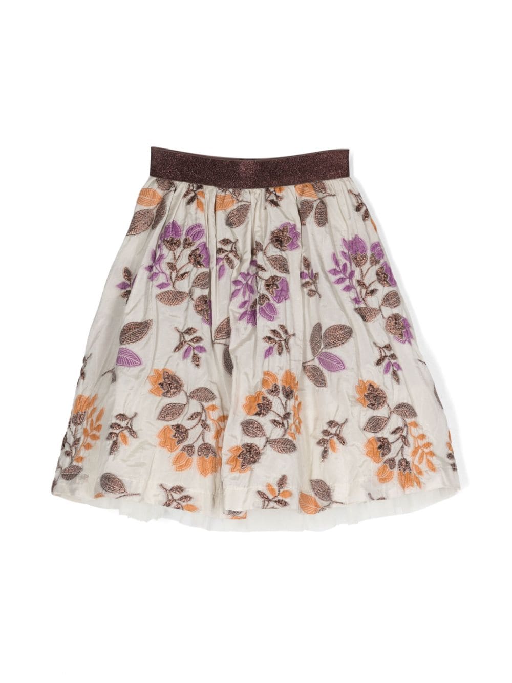 Caffe' D'orzo floral-embroidered pleated skirt - Neutrals von Caffe' D'orzo