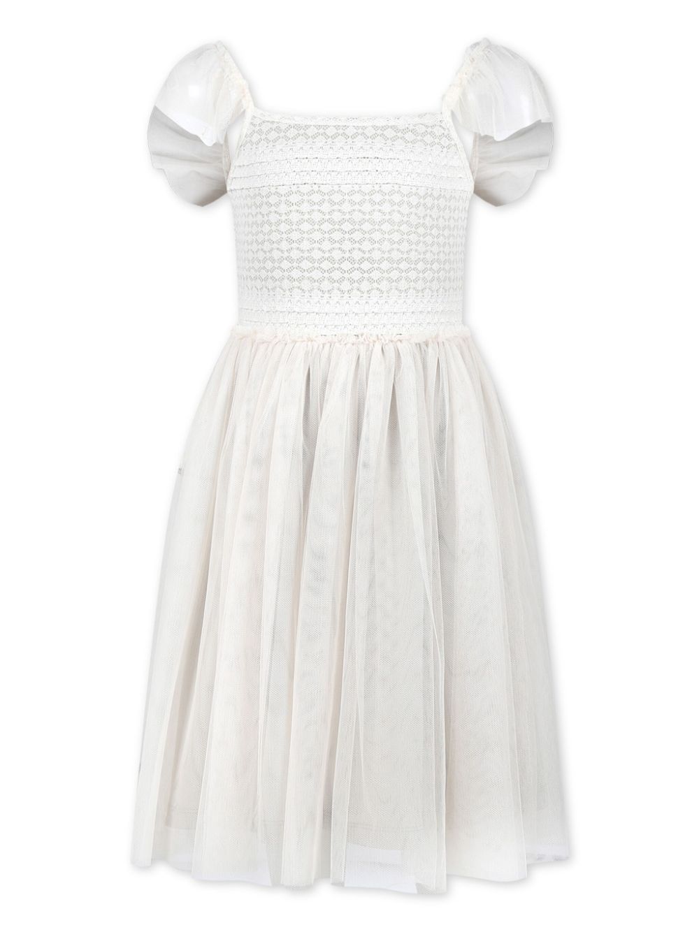 Caffe' D'orzo puff-sleeve lace-panel dress - White von Caffe' D'orzo