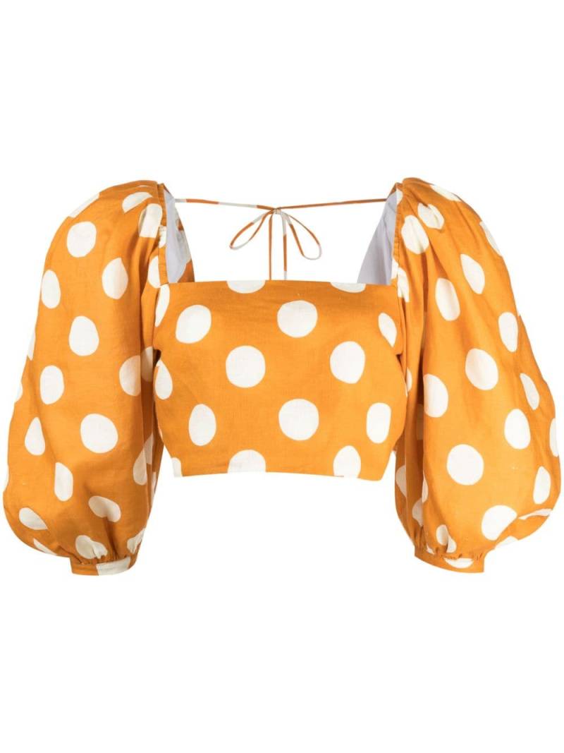 Cala de la Cruz Sami polka dot-print cropped blouse - Orange von Cala de la Cruz