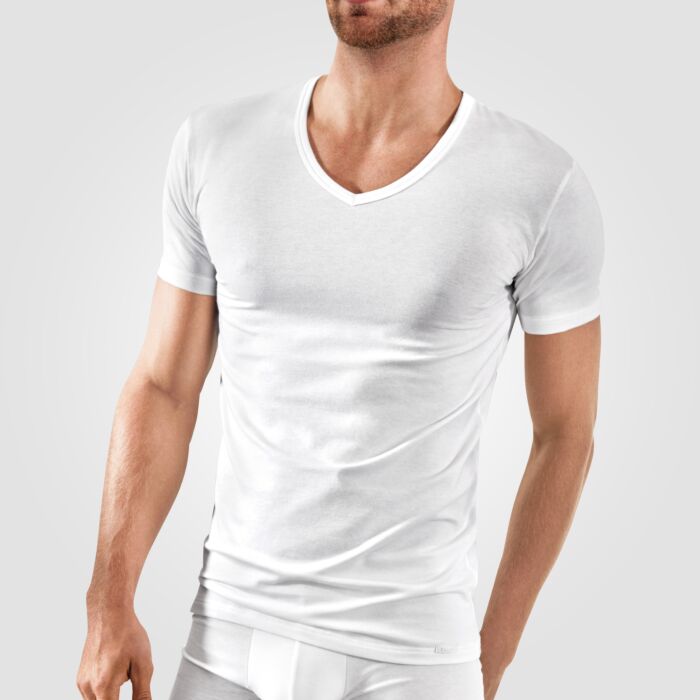 Calida Herren V-Neck Shirt 2er Pack, weiss, XXL von Calida