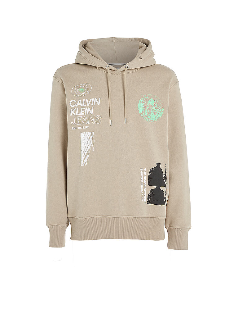 CALVIN KLEIN JEANS Kapuzensweater - Hoodie beige | L von Calvin Klein Jeans