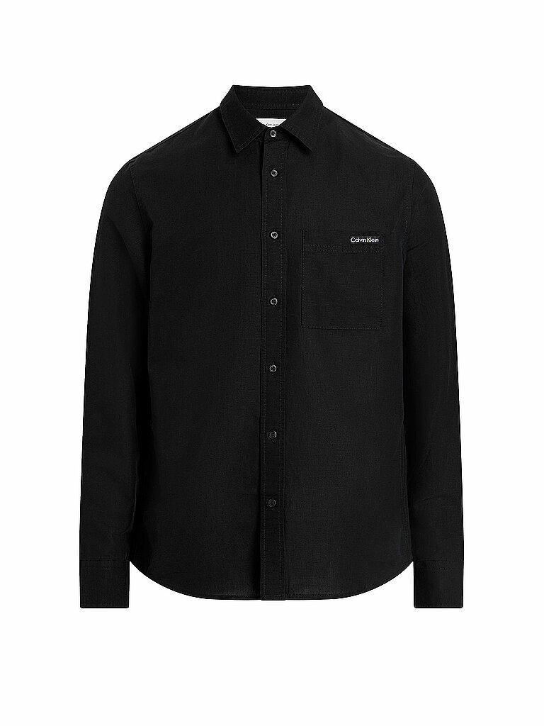 CALVIN KLEIN JEANS Leinenhemd  schwarz | M von Calvin Klein Jeans