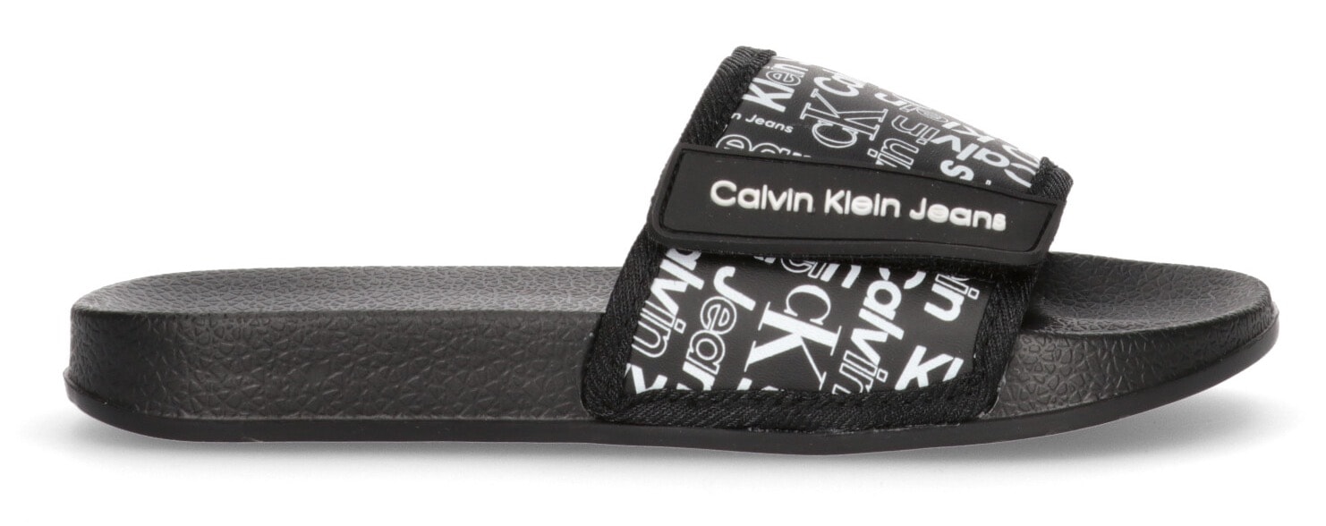 Calvin Klein Jeans Badepantolette »AOP POOL SLIDE«, Sommerschuh, Schlappen, Badeschuh, Poolslides mit Logoschriftzügen von Calvin Klein Jeans