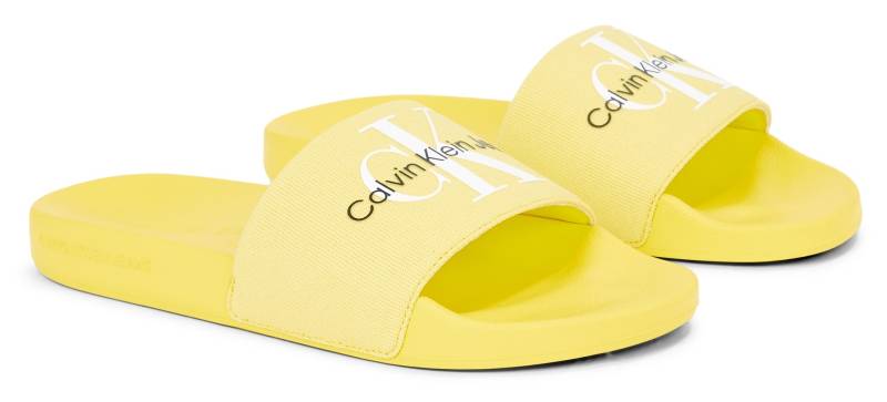 Calvin Klein Jeans Badepantolette »FANNY SLIDE MONOGRAM«, Sommerschuh, Schlappen, Badeschuh, Poolslides mit breiter Bandage von Calvin Klein Jeans