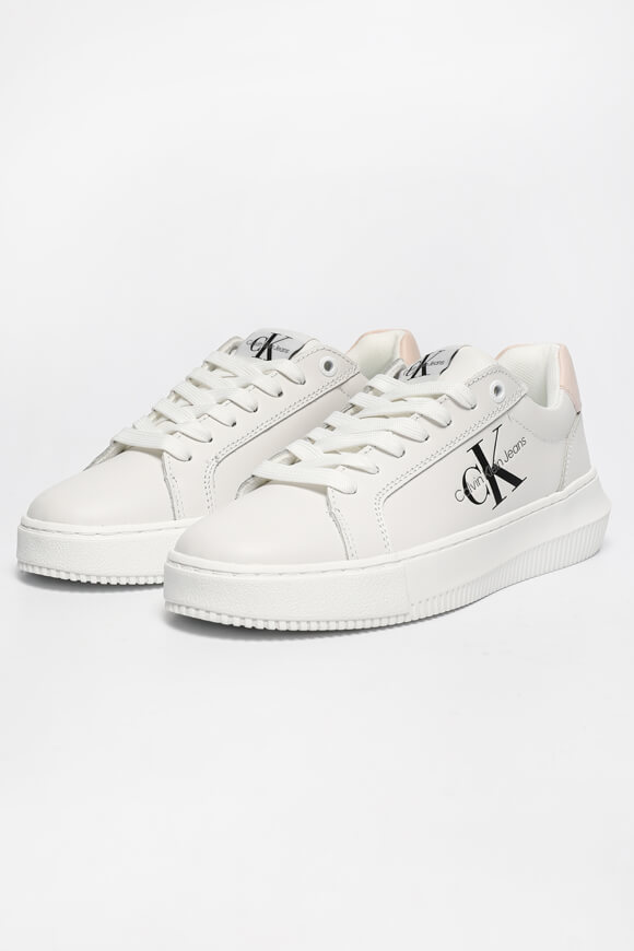 Calvin Klein Jeans Chunky Cupsole Monologo Sneaker | Bright White + Peach | Damen  | EU38 von Calvin Klein Jeans