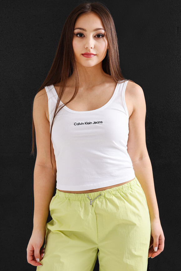 Calvin Klein Jeans Crop Tanktop | Weiss | Damen  | L von Calvin Klein Jeans