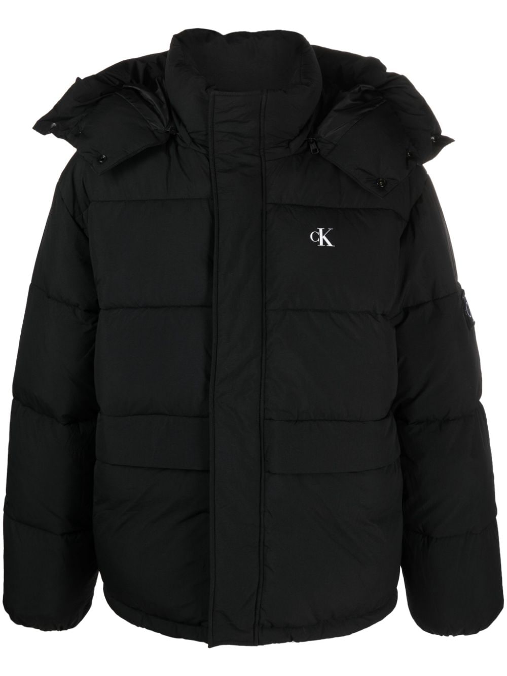 Calvin Klein Jeans Ess concealed-hood padded jacket - Black von Calvin Klein Jeans