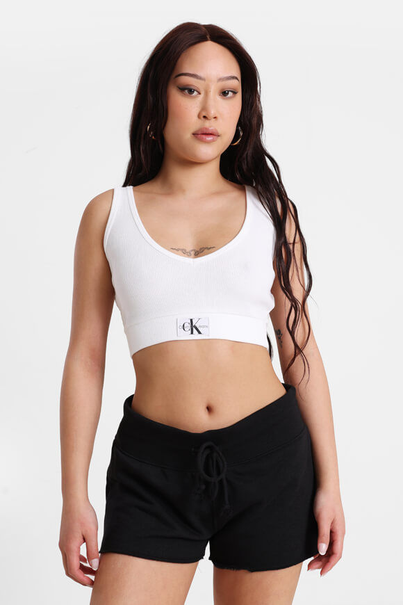 Calvin Klein Jeans Geripptes Crop Top | Bright White | Damen  | M von Calvin Klein Jeans