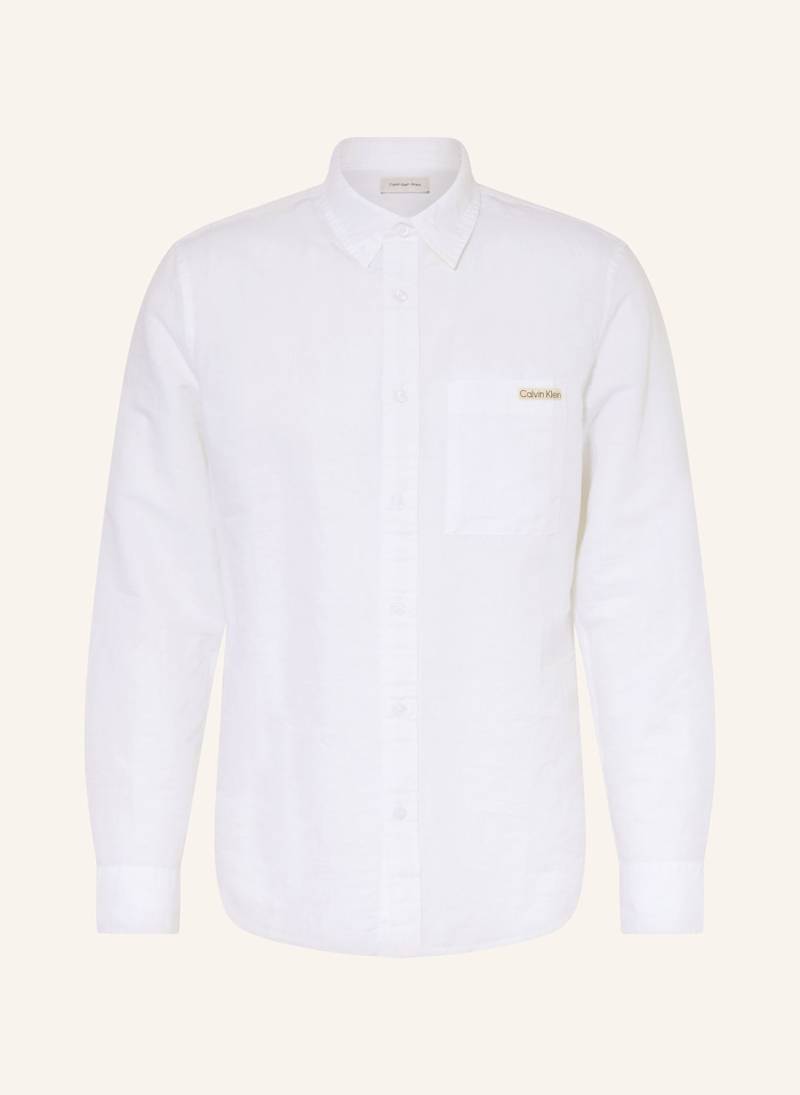 Calvin Klein Jeans Hemd Regular Fit Mit Leinen weiss von Calvin Klein Jeans