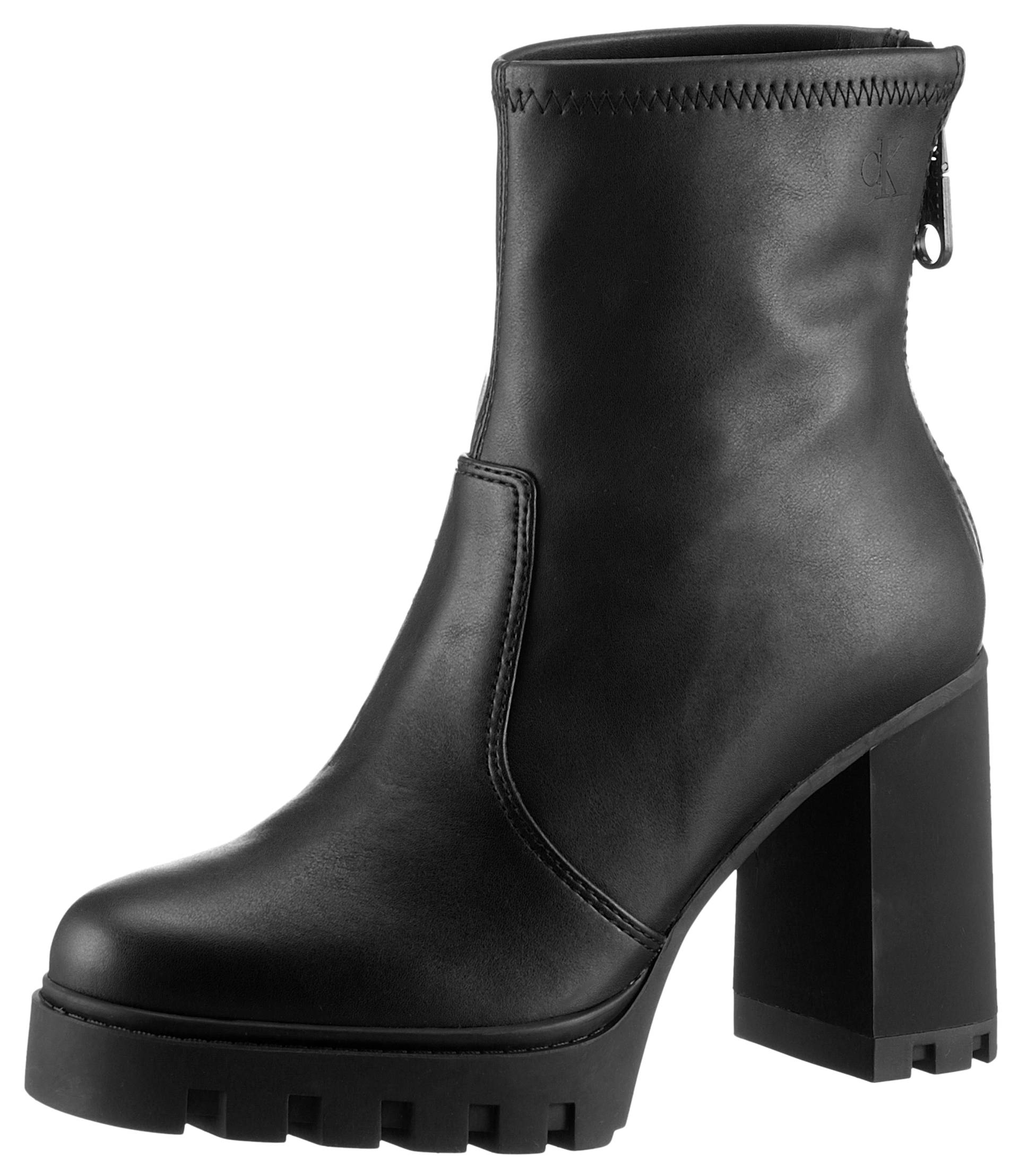 Calvin Klein Jeans High-Heel-Stiefelette »HEEL PLATFORM ZIP BOOT MG NAPPA«, Ankleboots, Stiefelette, Blockabsatz, mit Fersen-Reissverschluss Calvin Klein Jeans High-Heel-Stiefelette »HEEL PLATFORM ZIP BOOT MG NAPPA«, Ankleboots, Stiefelette, Blockabsatz, mit Fersen-Reissverschluss von Calvin Klein Jeans