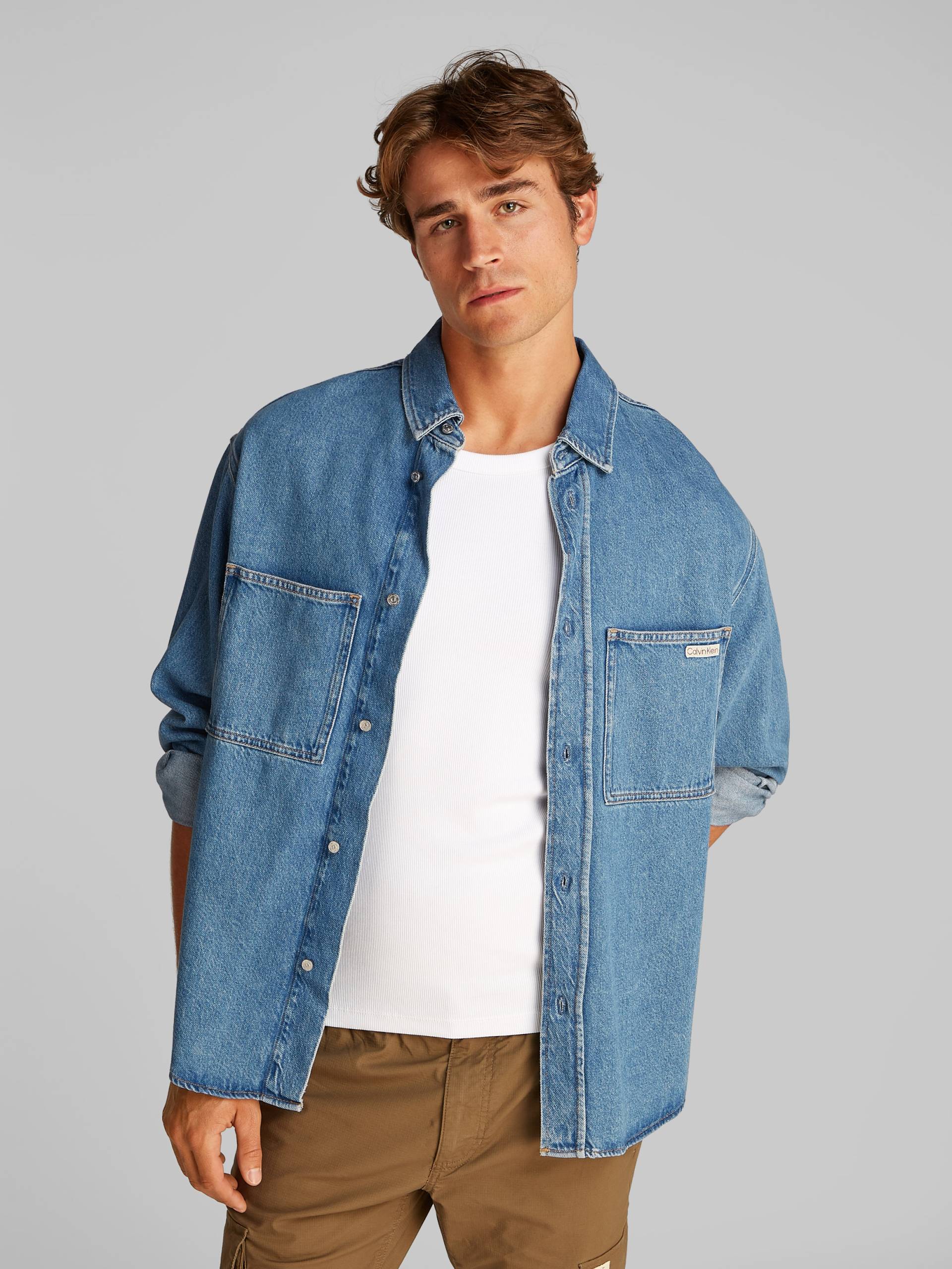 Calvin Klein Jeans Jeanshemd »RELAXED DENIM SHIRT«, in mittelblauer Waschung von Calvin Klein Jeans