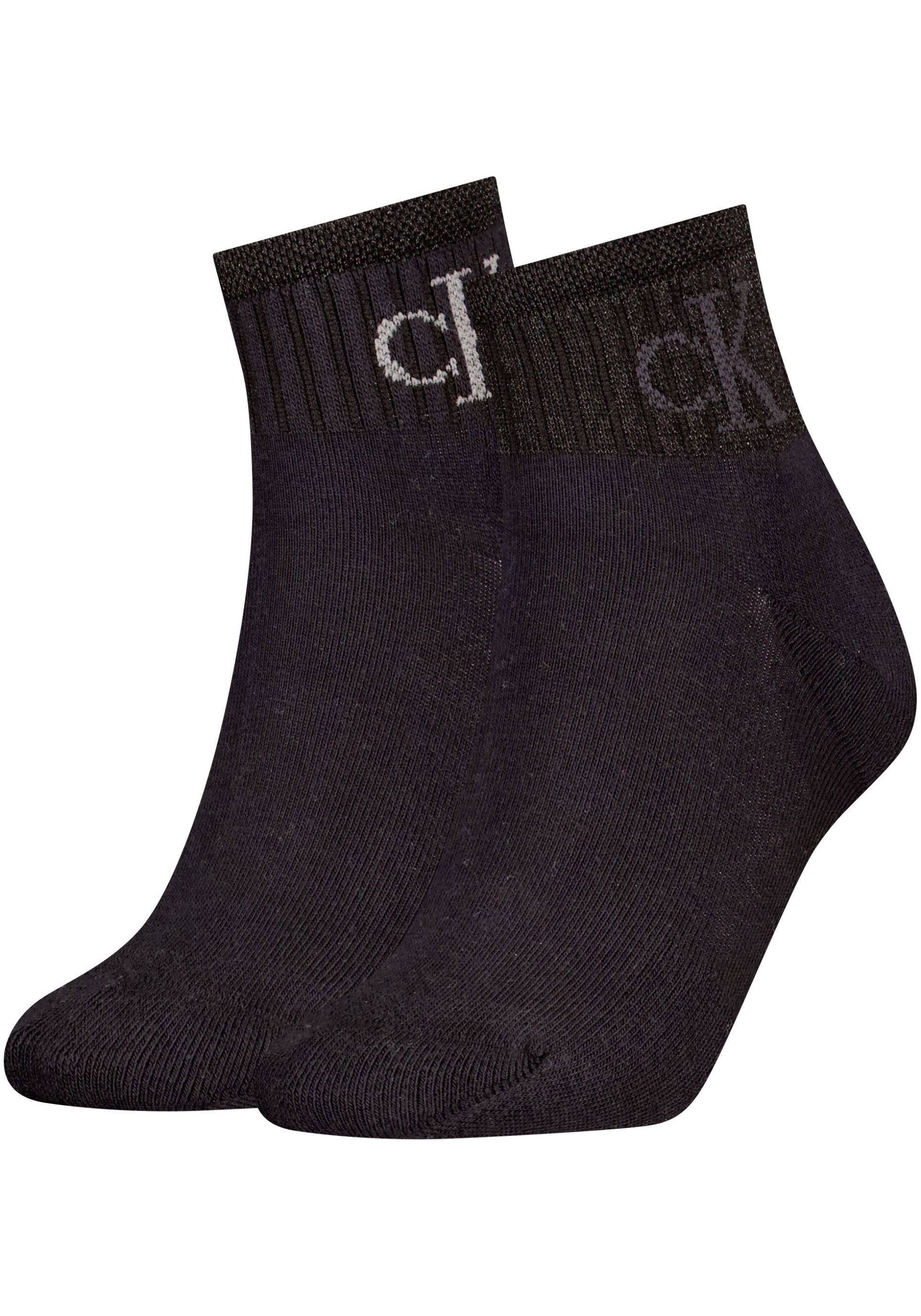 Calvin Klein Jeans Socken »CKJ WOMEN QUARTER 2P GLOSSY RIB«, (2 Paar), mit dezentem Logo-Design von Calvin Klein Jeans