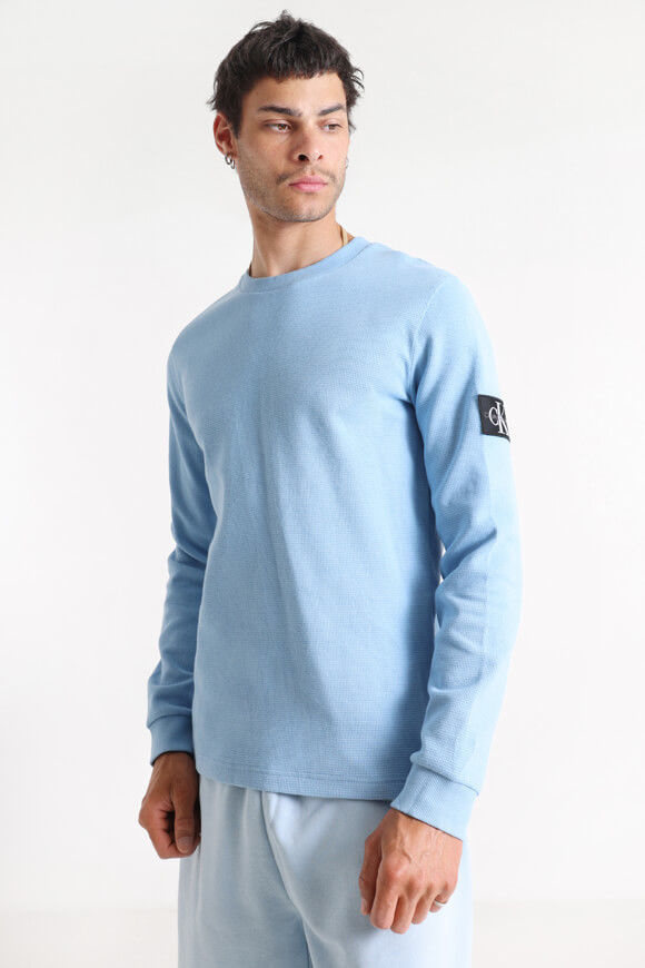 Calvin Klein Jeans Langarmshirt mit Waffelstruktur | Dusk Blue | Herren  | M von Calvin Klein Jeans